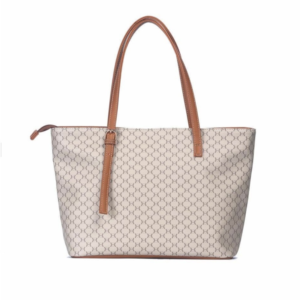 Women Tote Bag PU Leather Shoulder Bag Multiple Pockets Purses Tan NWT